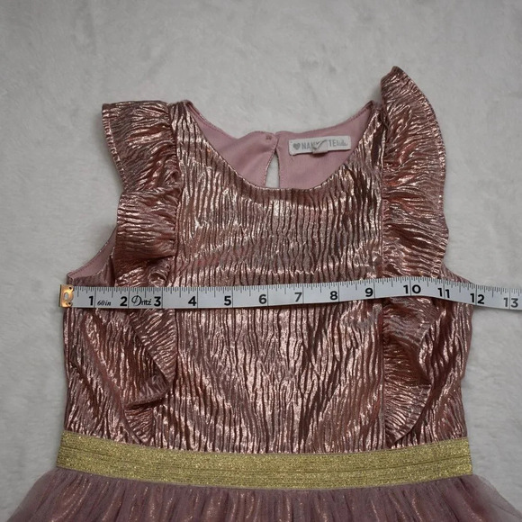 Nannette Kids Pink Dress Metallic Sz 6X Sparkly Tulle Party Princess Ballerina - Picture 12 of 16
